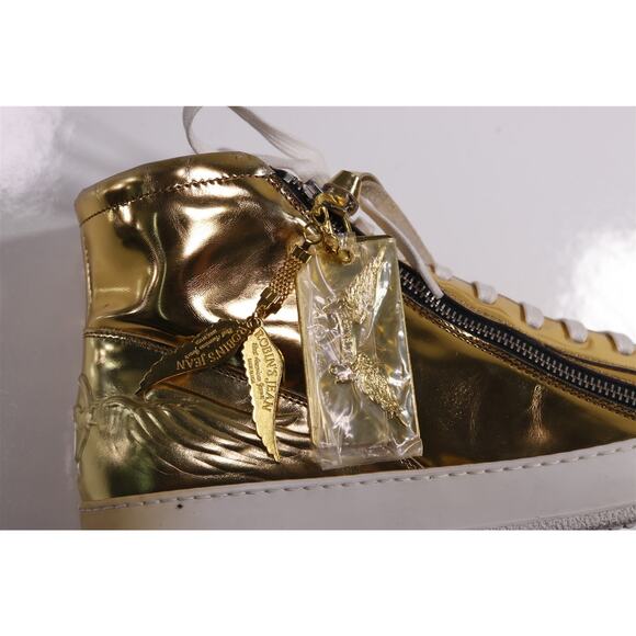 Robin's Jeans Hi Top Gold Zipper Leather Sneakers Eu 43 - US 10 - Picture 13 of 13